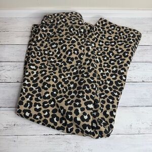 Michael Kors Leopard Print Ankle Jeans in Tan, Black, White